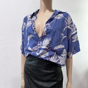 Hawaii Silkyway Tropical Leaf Print Casual Shirt